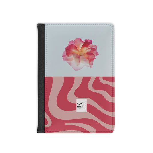 Blue & Pink Rose Blooming Passport Cover